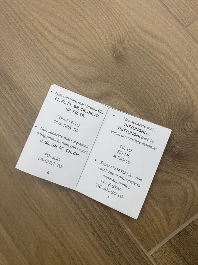 Libretto delle regole per la divisione in sillabe
