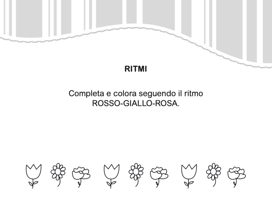 Attività "I ritmi" da "Verso la prima con FORbicina e MATitina"