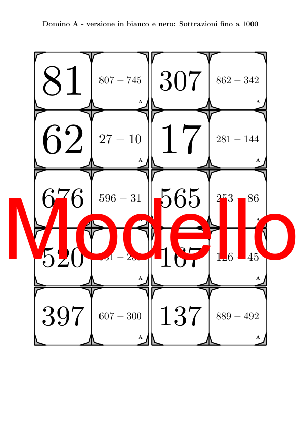 Domino | Sottrazioni fino a 1000 | Attività Matematica