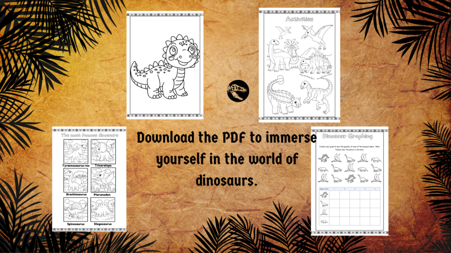 40 pagine in pdf per esplorare il mondo dei dinosauri con colori e attività!
