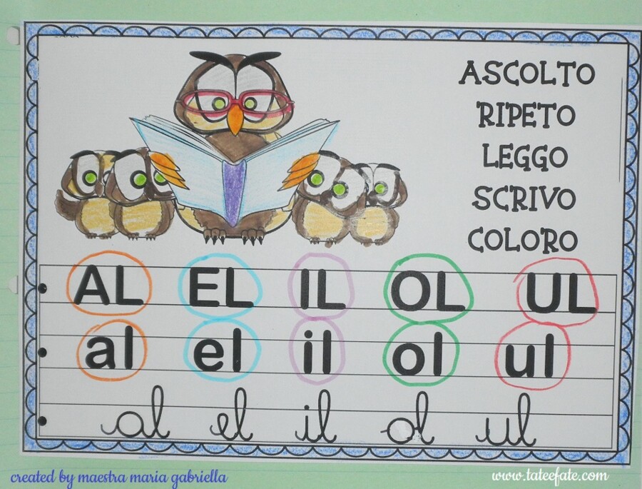 CONSONANTE L : SILLABE INVERSE con ALbero OLmo