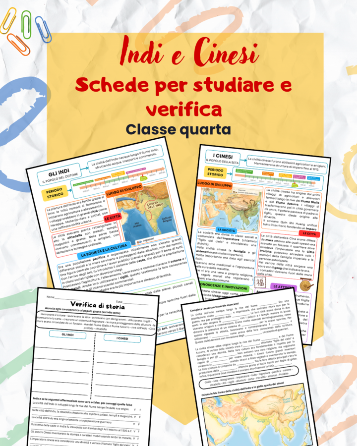 Indi e Cinesi (classe quarta) - schede informative e verifica