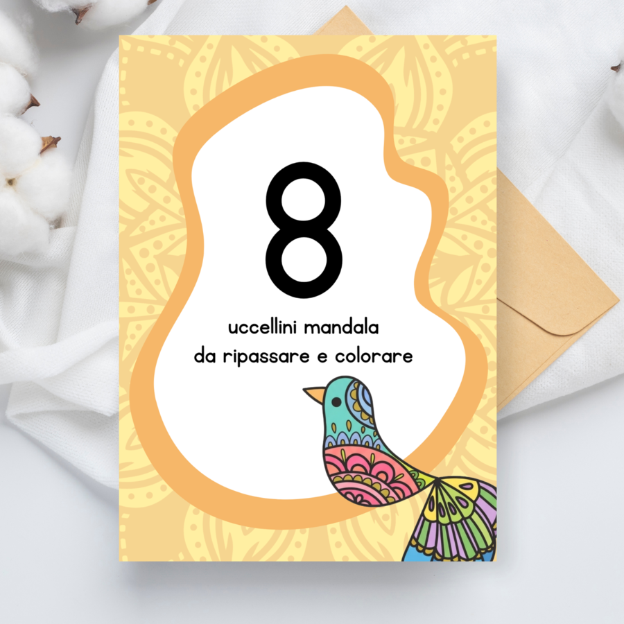 Uccellini Mandala da ripassare e colorare