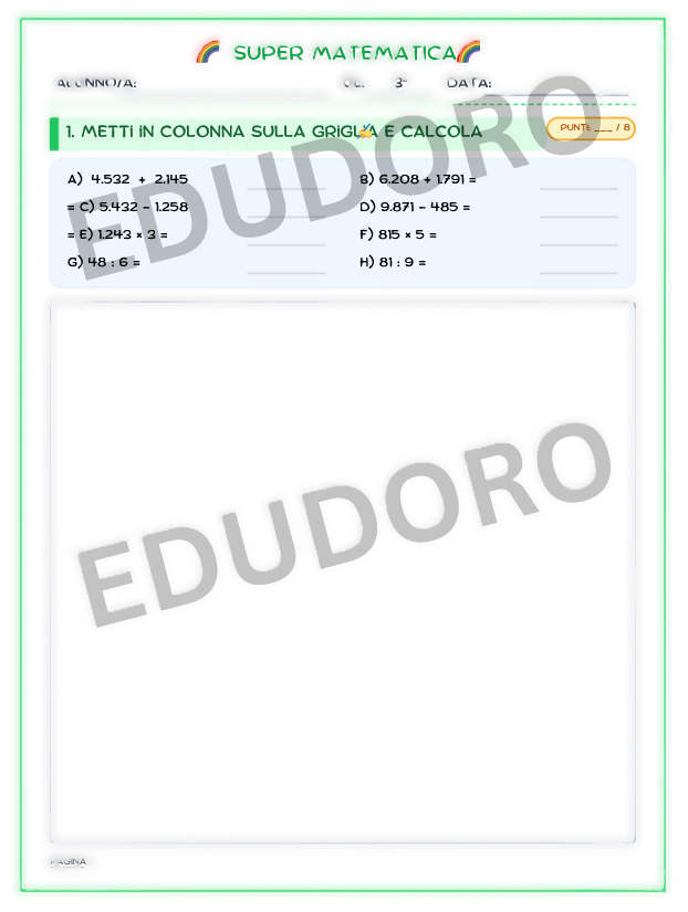 Scheda Operazioni e Problemi - Classe Terza