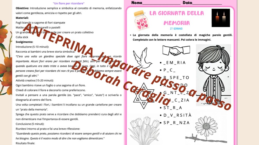 Giornata della memoria attivita' dalla I alla V elementare