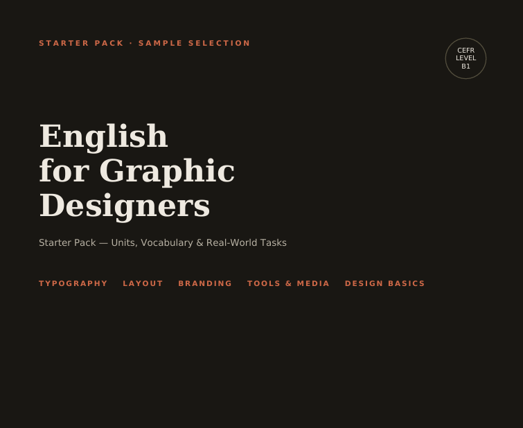 English for Graphic Designers B1 Starter Pack – inglese per grafici B1, pacchetto di prova