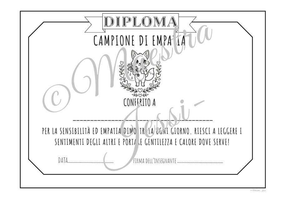 14 DIPLOMI FINE ANNO da colorare - kit inclusivo Maestra Jessi
