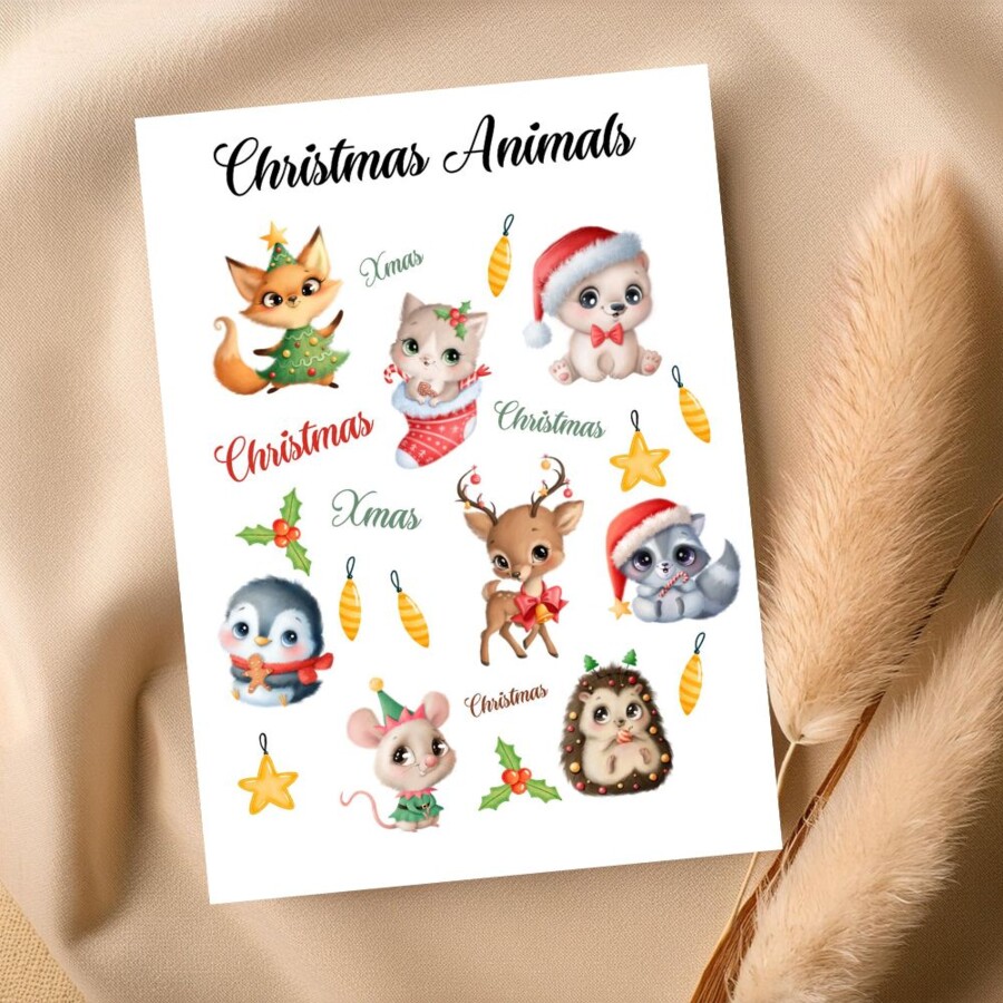 Stickers animali natalizi da stampare