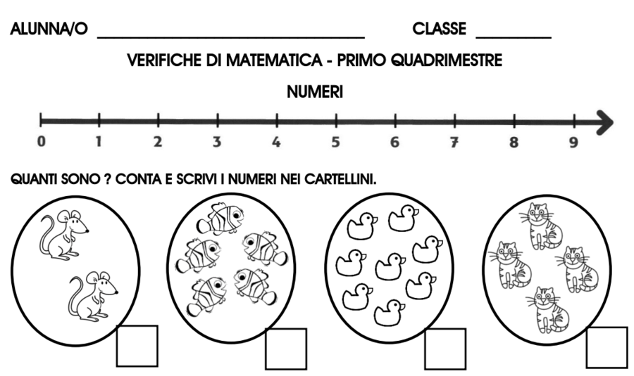 Verifica di matematica quadrimestrale + griglia per valutazione - classe 1 -