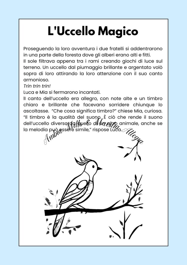 L’UCCELLO MAGICO E LE CARATTERISTICHE DEL SUONO