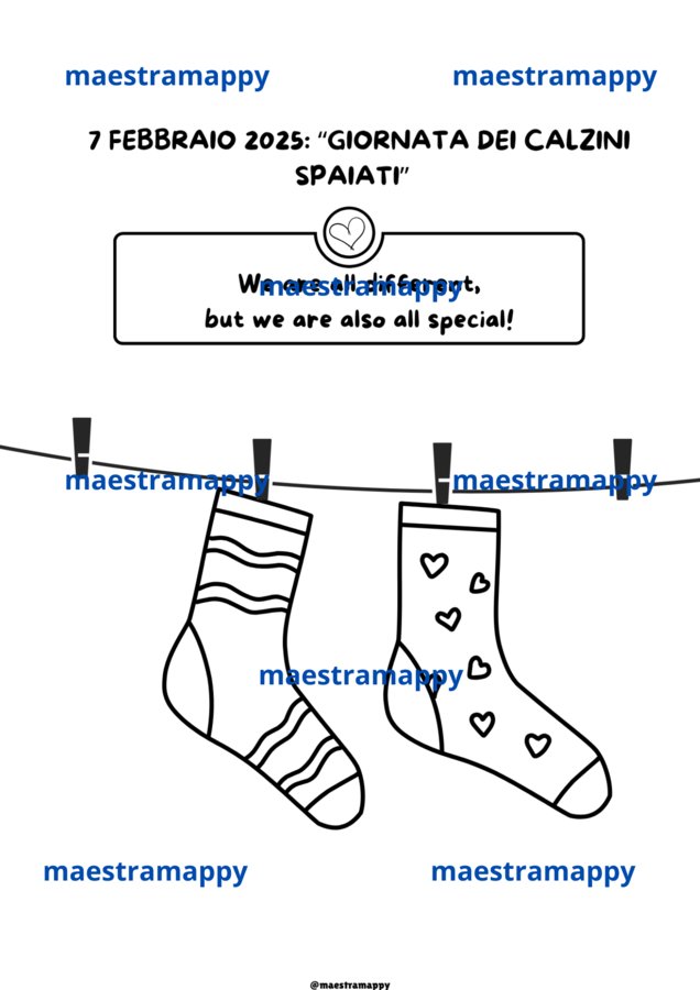 PACCHETTO GIORNATA DEI CALZINI SPAIATI (MATEMATICA, INGLESE, ARTE) 🧦