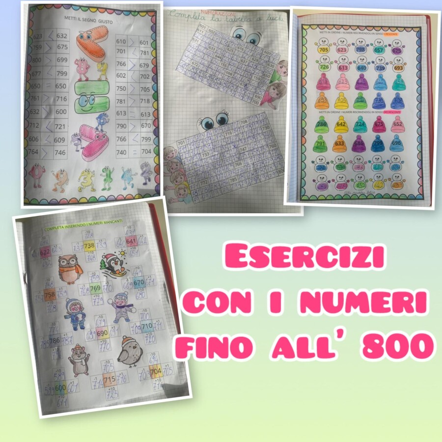 Esercizi con i numeri fino all'800