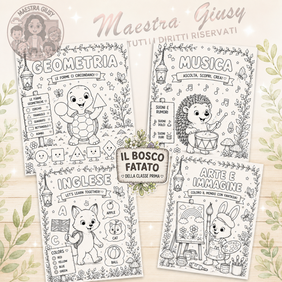 Copertine Quaderni Classe Prima – Bosco Fatato | Da Colorare