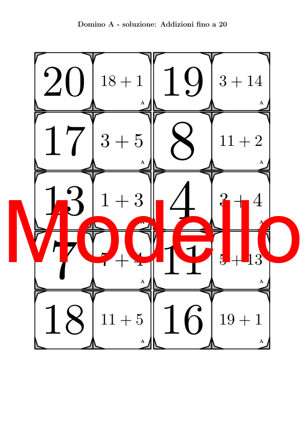 Domino | Addizioni fino a 20 | Attività Matematica | gratuito