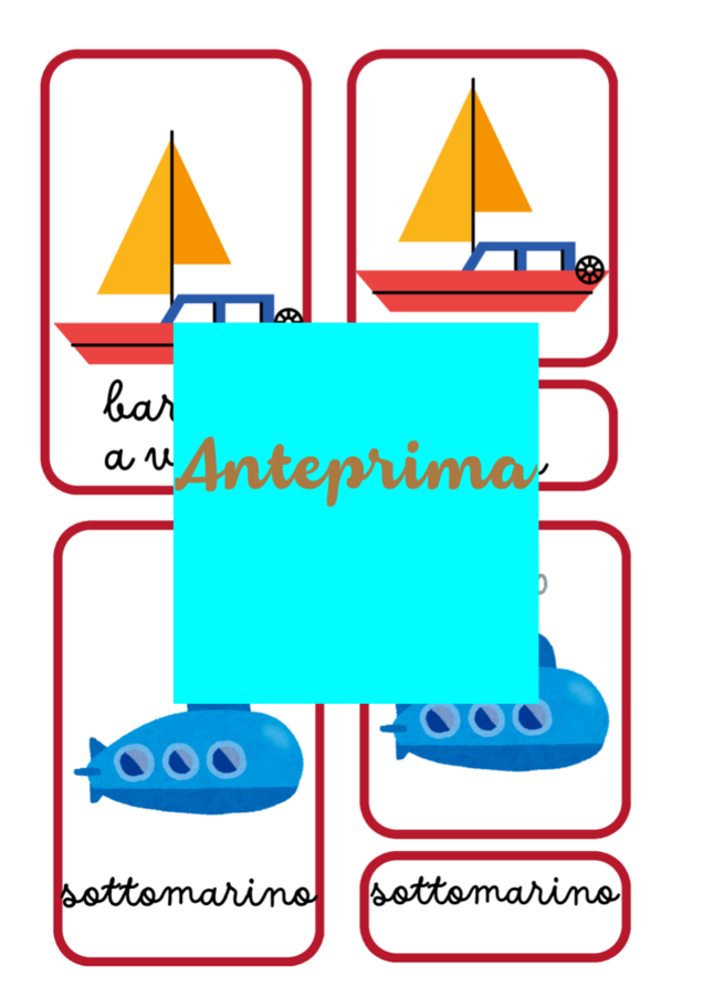 Nomenclatura Montessori-i mezzi che solcano il mare-italiano classe prima e seconda