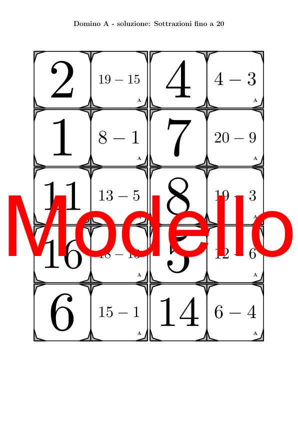 Domino | Sottrazioni fino a 20 | Attività Matematica