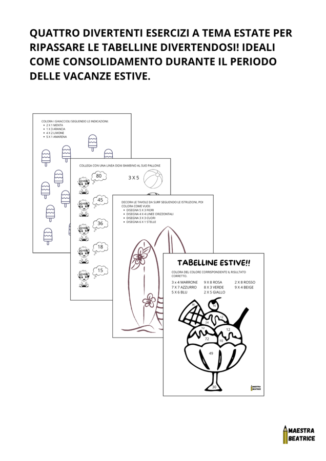 TABELLINE ESTIVE
