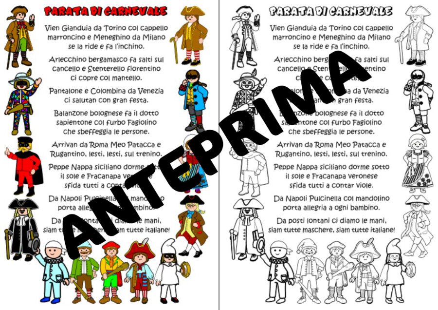 FILASTROCCA "PARATA DI CARNEVALE" SCUOLA PRIMARIA