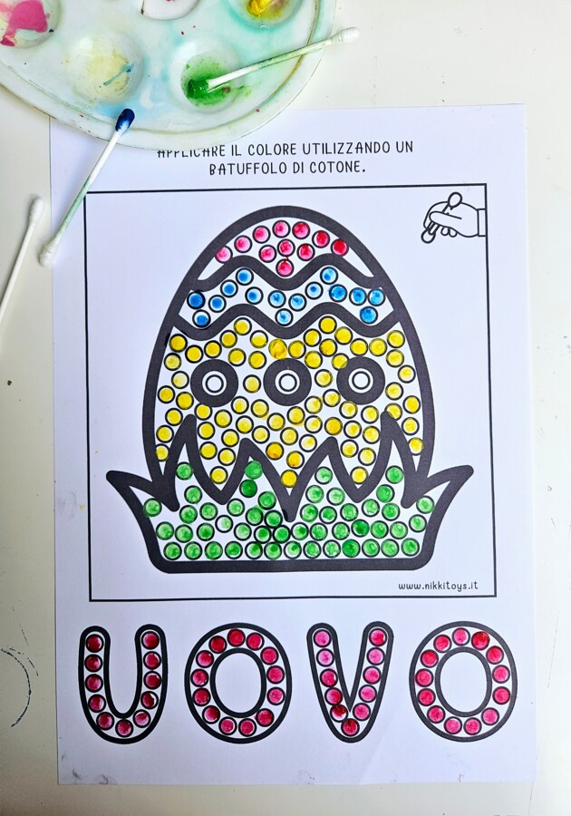 🎨 Attività creativa stampabile – Pittura con bastoncini di cotone