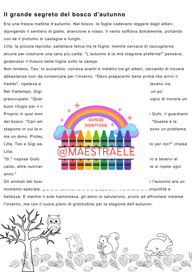 Autunno: testo, comprensione e scrittura