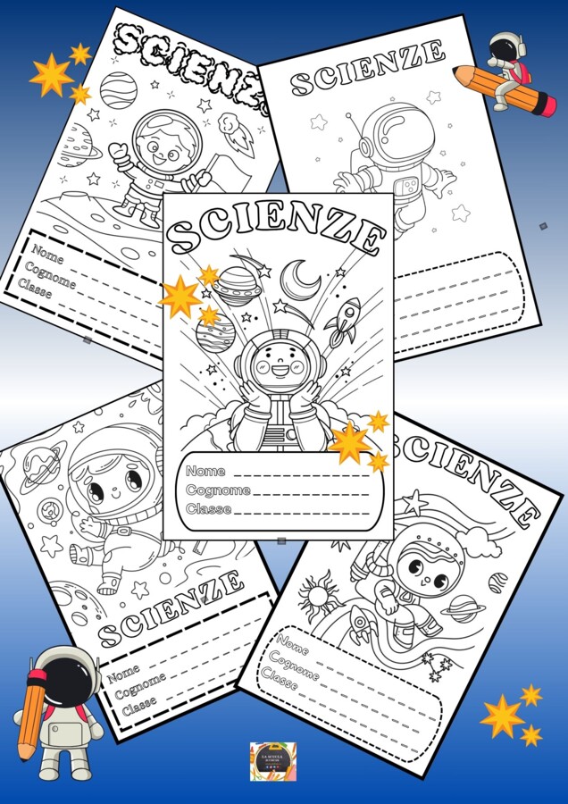 KIT 5 COPERTINE QUADERNO DI SCIENZE - TEMA SPAZIO -