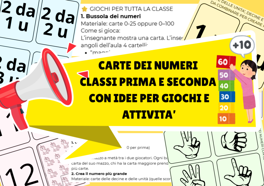 Carte dei numeri per giocare in classe prima e seconda