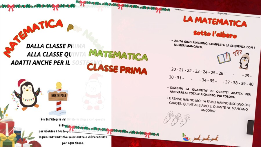 Esercizi di matematica natalizi - dalla prima alla quinta elementare