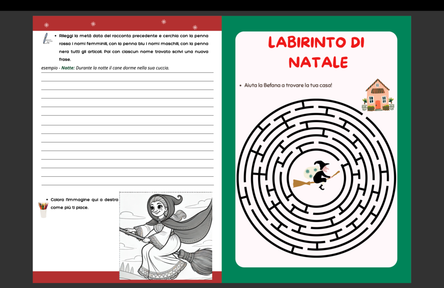 Compiti delle vacanze di Natale - italiano - dalla prima alla quinta elementare