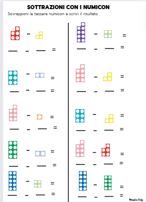 Sottrazioni con i numicon