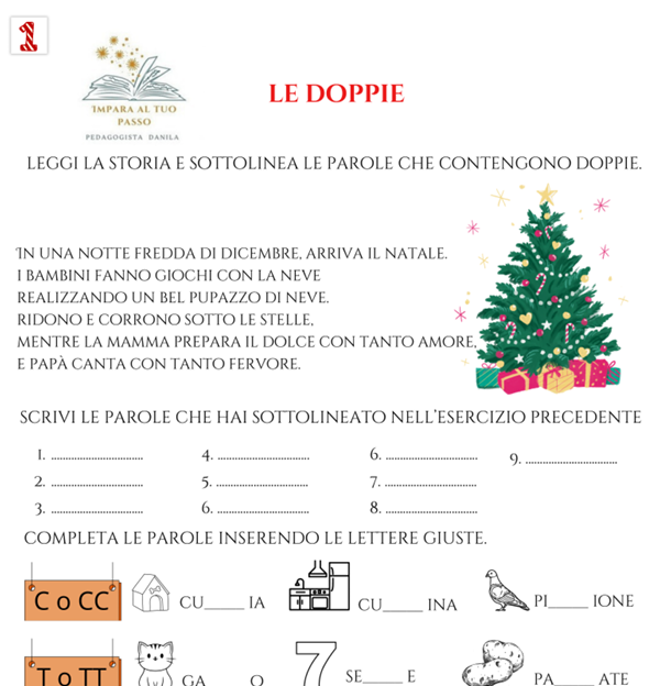 Calendario dell'avvento - schede didattiche classe terza
