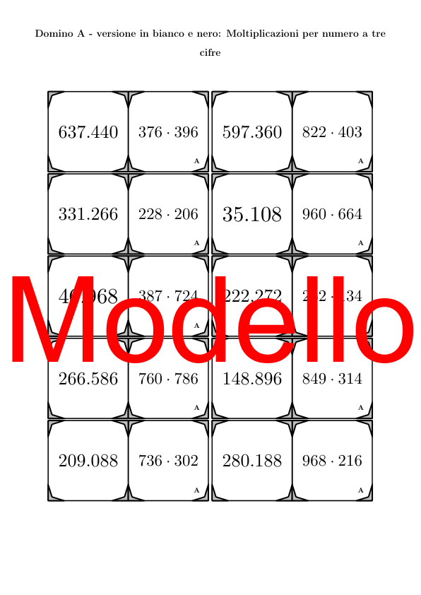 Domino - Moltiplicazioni per numero a tre cifre | Attività Matematica
