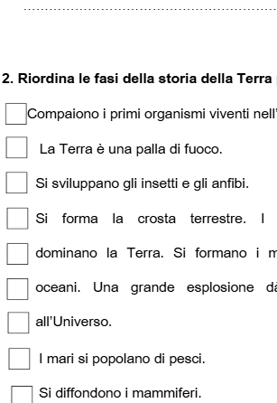VERIFICA DI STORIA per la CLASSE + VERIFICA SEMPLIFICATA per alunni con PDP e PEI: Origine della Terra, ere geologiche, dinosauri, fossili.