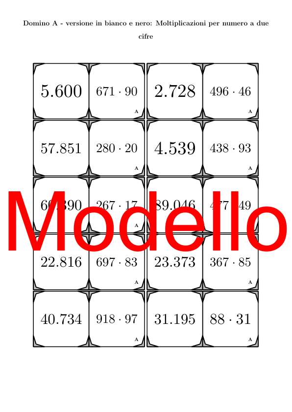 Domino - Moltiplicazioni per numero a due cifre | Attività Matematica