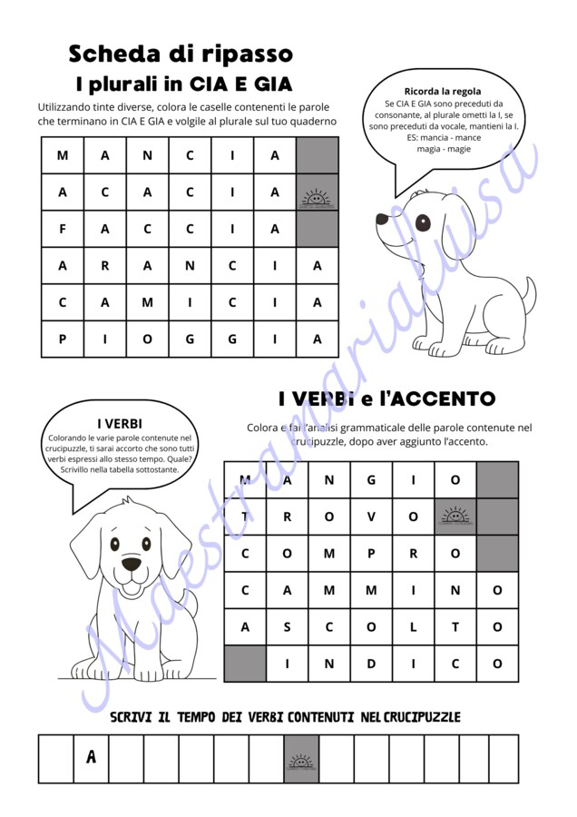 Scheda di ripasso inizio d'anno