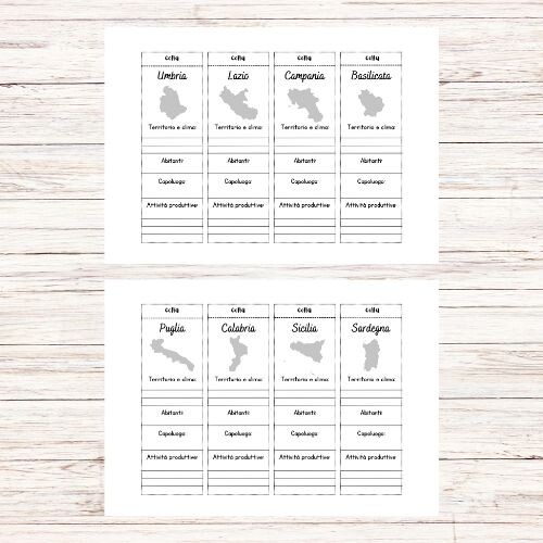 Lapbook regioni italiane da stampare
