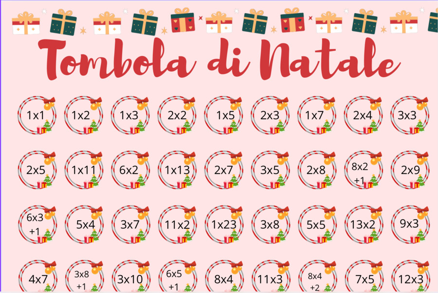 Tombola matematica di Natale/Tabelline miste