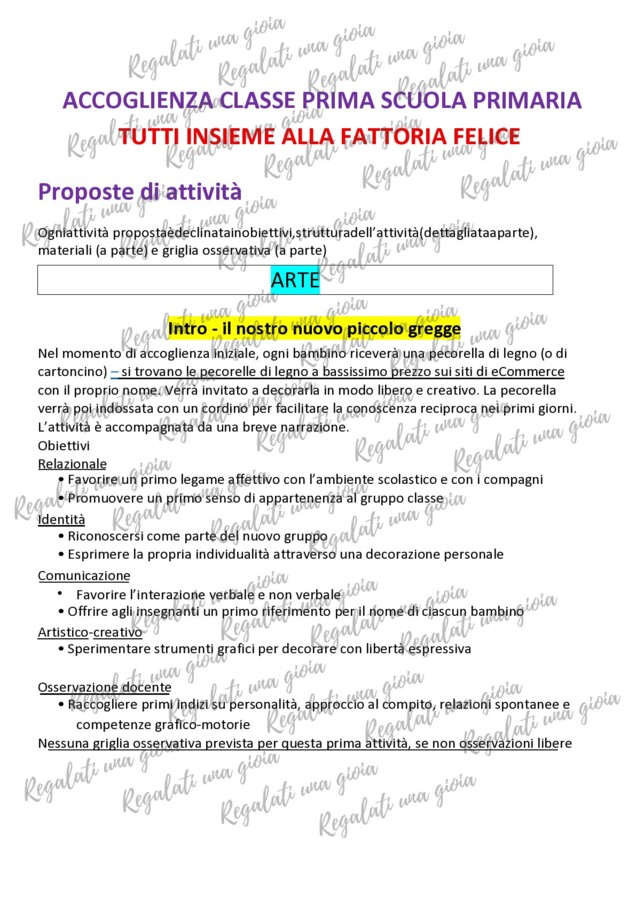 Accoglienza classe prima – La Fattoria Felice