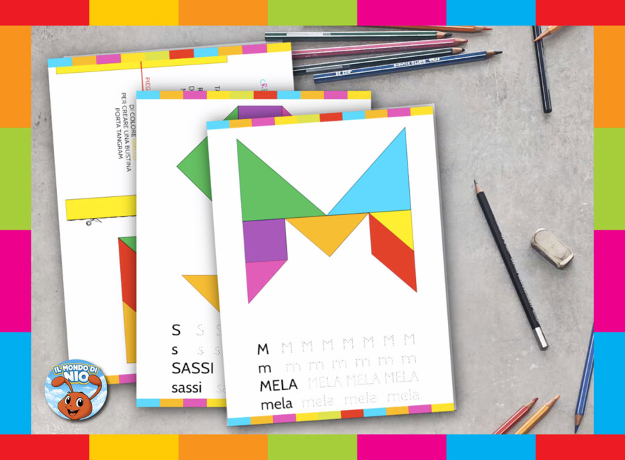 ​Laboratorio per imparare a leggere con Nio: Favola illustrata - Kit Prime Letture in Stampatello Maiuscolo con Tangram dell'Alfabeto e filastrocca delle sillabe - 5-7 anni