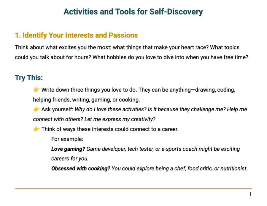 FUTURE READY TEEN - Your Career Exploration Mini-Guide
