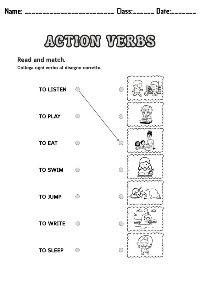 Action Verbs – Scheda Operativa di Inglese