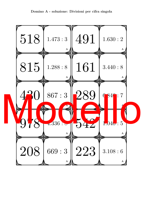 Domino - Divisioni per cifra singola | Attività Matematica