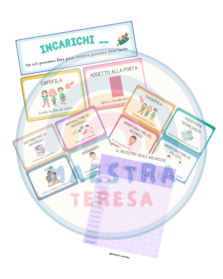 Materiale per cartellone degli incarichi e registro degli incarichi