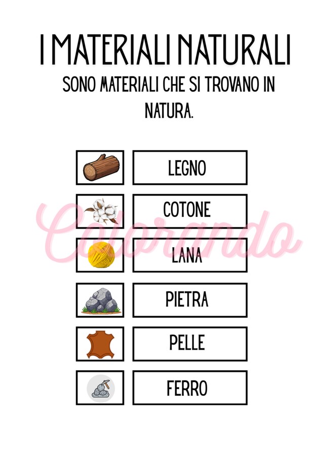 📚 SCHEDE DIDATTICHE SUI MATERIALI SEMPLICE COLORATO E DIVERTENTE