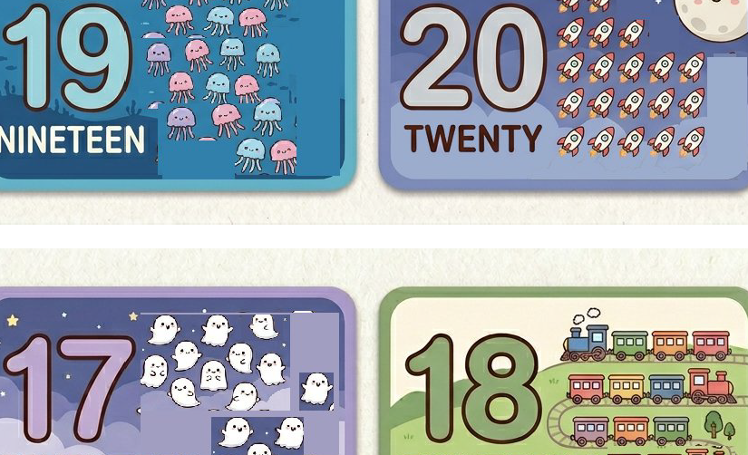 FLASHCARDS NUMBERS TILL 20-SCHOOL OBJECTS-WILD ANIMALS