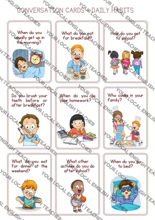 CONVERSATION CARDS - DAILY HABITS | SCHEDE DI CONVERSAZIONE - ABITUDINI QUOTIDIANE