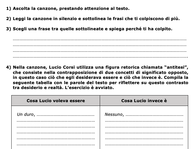 Alla ricerca dell'identità tra desiderio e realtà (attività didattica basata sulla canzone "Volevo essere un duro" di Lucio Corsi)