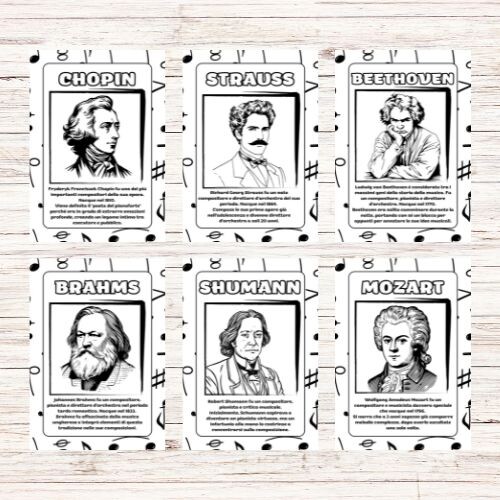 Schede di musica per la scuola primaria - musicisti famosi