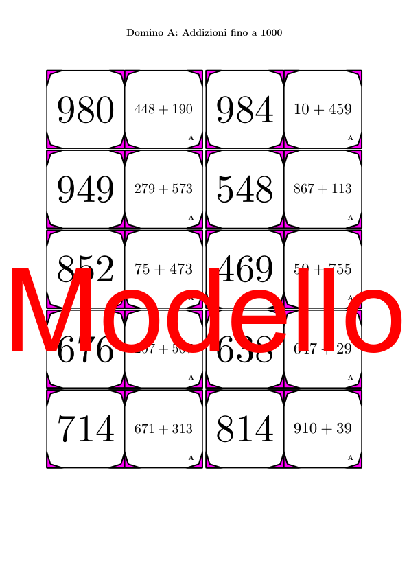 Domino | Addizioni fino a 1000 | Attività Matematica