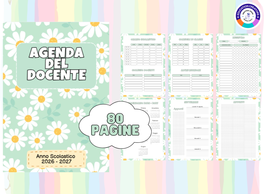 Agenda del docente settimanale 2026 - 2027 stampabile