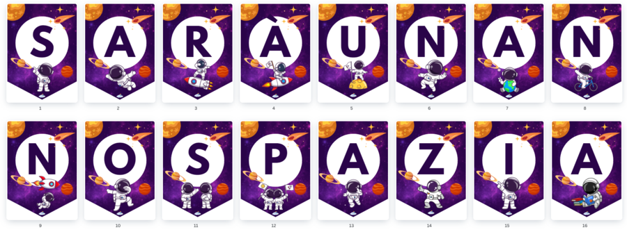 Striscione tema spazio : SARÀ UN ANNO SPAZIALE
